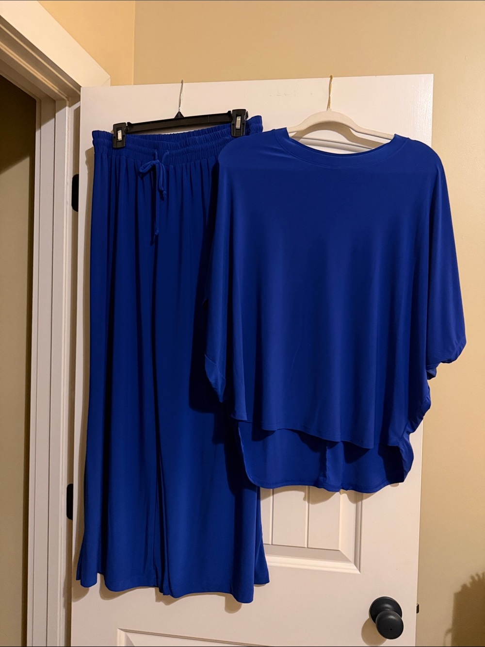 Women's Royal Blue Wide-Leg Track Pants & Relaxed Top Set